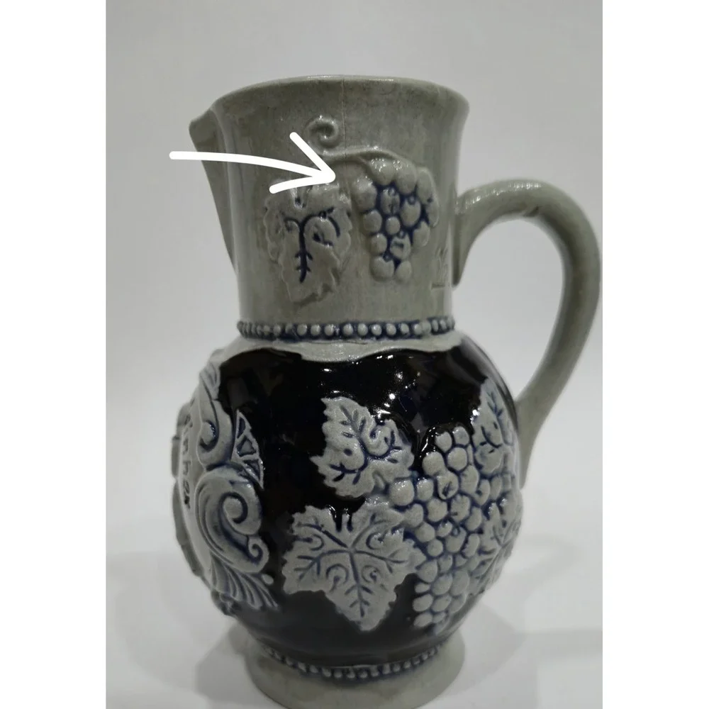 Vintage Marzi & Remy German Salt Glaze Stoneware Pitcher Winninger Weinhex Jug